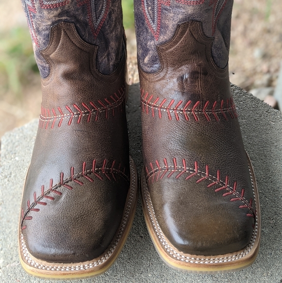 TIN HAUL men's "Slugger" baseball theme leather cowboy western boots NEW in box - Picture 14 of 16